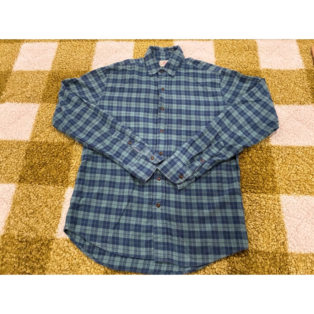 Faherty Brand Mens XS Blue Teal Plaid Cotton Long Sleeve Button Down Shirt